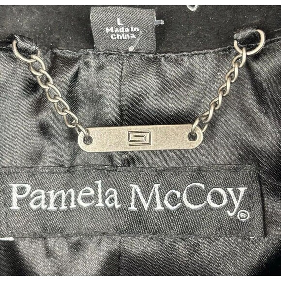 Pamela McCoy Couture Suede Leather Jacket Coat Size L Ruffle Belted Boho Witchy - Picture 13 of 16